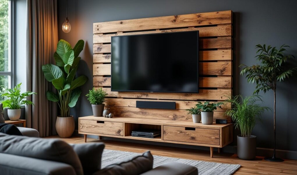 découvrez comment habiller votre mur avec une palette pour créer un support tv original et design. cette idée déco astucieuse allie style et praticité, tout en apportant une touche chaleureuse à votre intérieur. laissez-vous inspirer par nos conseils et astuces pour transformer votre salon en un espace moderne et accueillant.