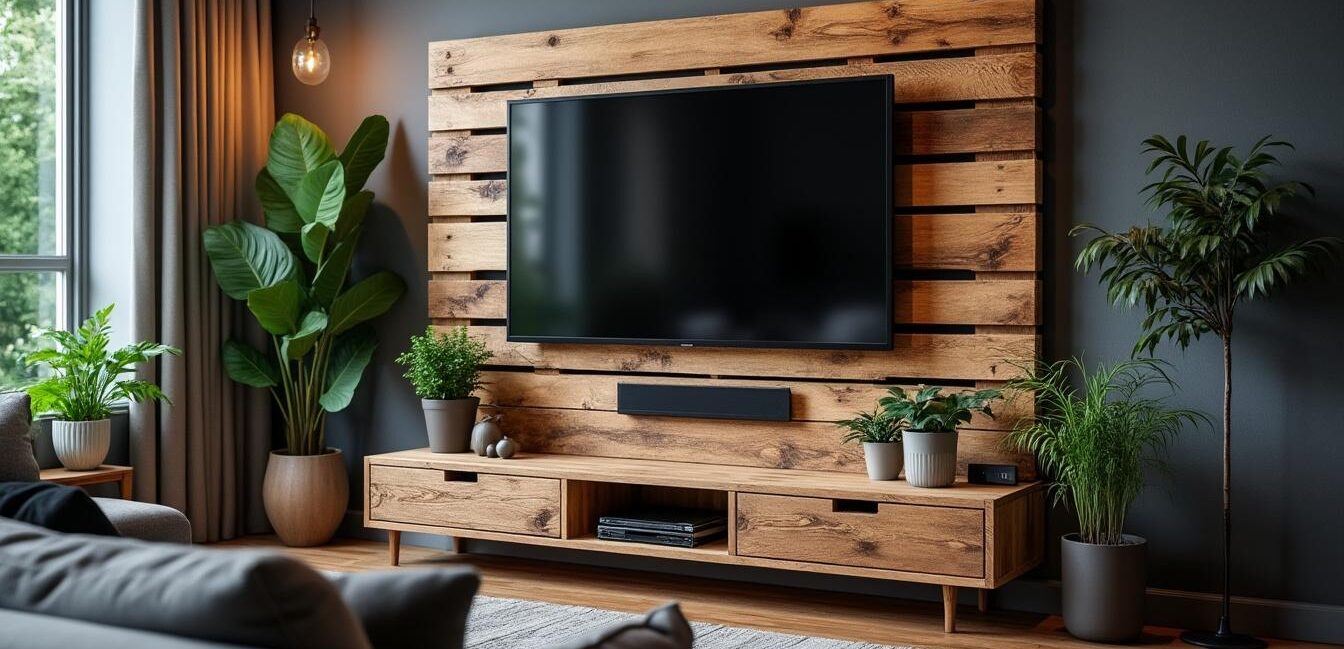 découvrez comment habiller votre mur avec une palette pour créer un support tv original et design. cette idée déco astucieuse allie style et praticité, tout en apportant une touche chaleureuse à votre intérieur. laissez-vous inspirer par nos conseils et astuces pour transformer votre salon en un espace moderne et accueillant.