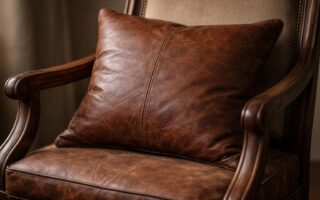 découvrez notre coussin en marron vieilli, parfait pour apporter une touche cuir vintage chaleureuse et élégante à votre fauteuil.