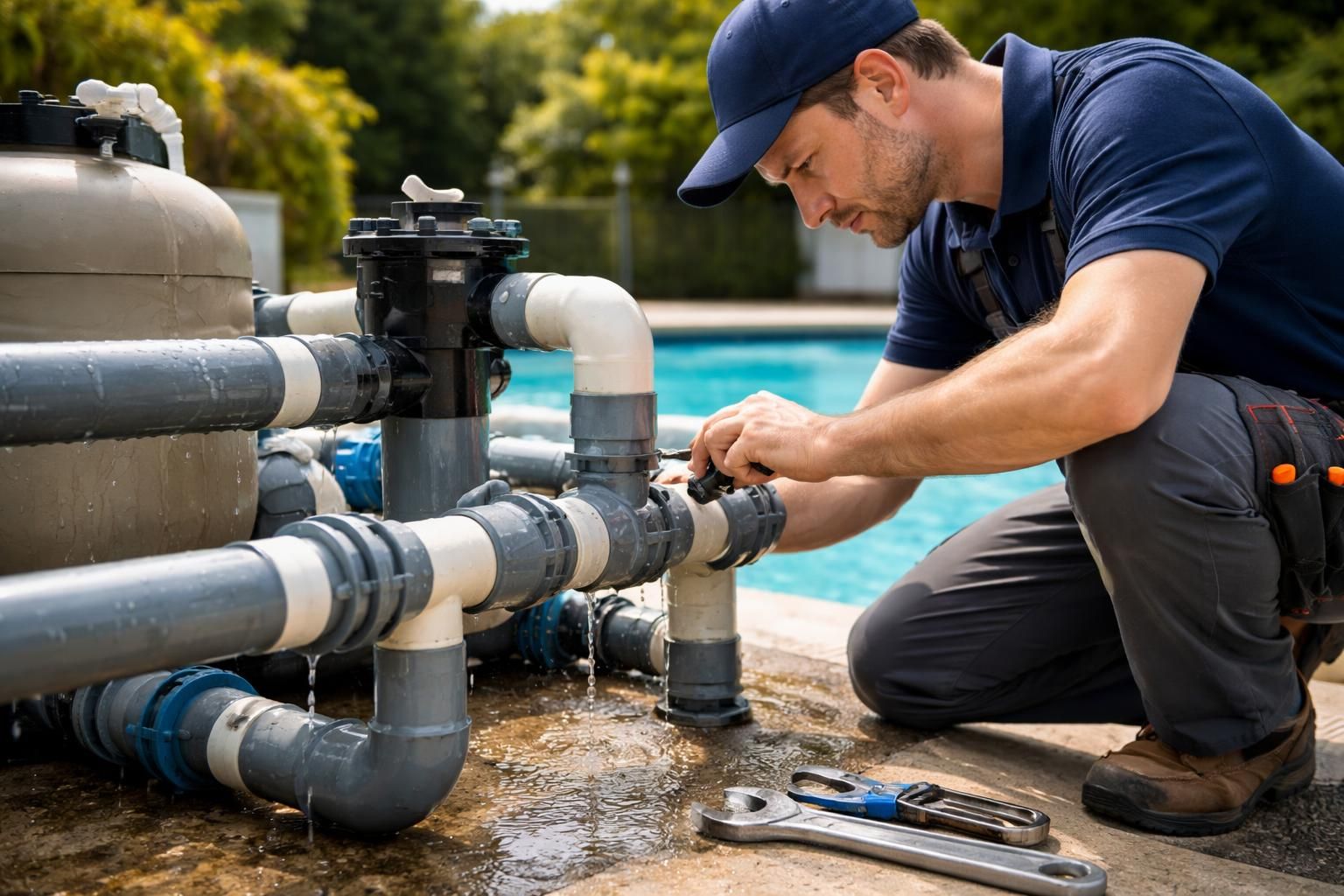apprenez à diagnostiquer et réparer une fuite dans le circuit de filtration de votre piscine pour assurer une eau claire et un fonctionnement optimal.