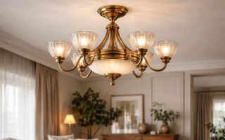 découvrez notre plafonnier vintage en laiton, une touche élégante et rétro qui apporte le charme du métal doré à votre décoration intérieure.