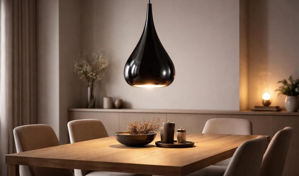 découvrez la suspension goutte d'eau noire, un luminaire au design élégant qui apporte une touche moderne et sophistiquée à votre salle à manger.