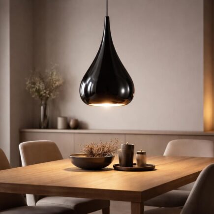 découvrez la suspension goutte d'eau noire, un luminaire au design élégant qui apporte une touche moderne et sophistiquée à votre salle à manger.
