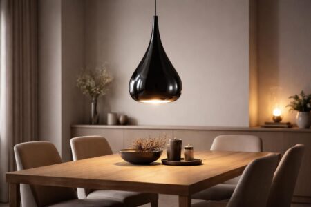 découvrez la suspension goutte d'eau noire, un luminaire au design élégant qui apporte une touche moderne et sophistiquée à votre salle à manger.