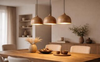 découvrez la suspension triple en bois, le luminaire parfait pour sublimer votre table avec une touche naturelle et élégante.