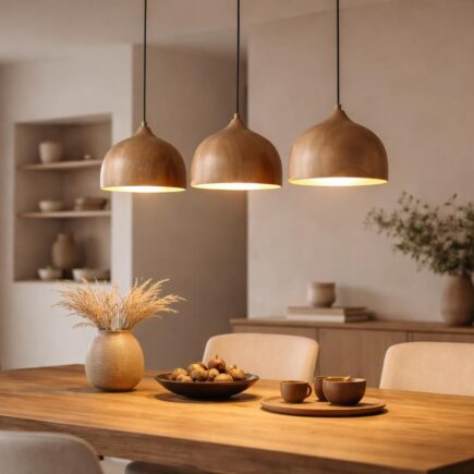 découvrez la suspension triple en bois, le luminaire parfait pour sublimer votre table avec une touche naturelle et élégante.