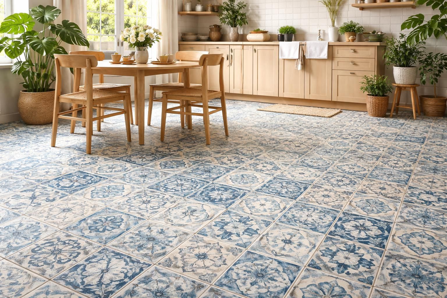 découvrez le vinyle carreaux de ciment bleu, l'alliance parfaite du style rétro et de la pose facile. apportez une touche vintage à votre intérieur sans les tracas d'une installation complexe.