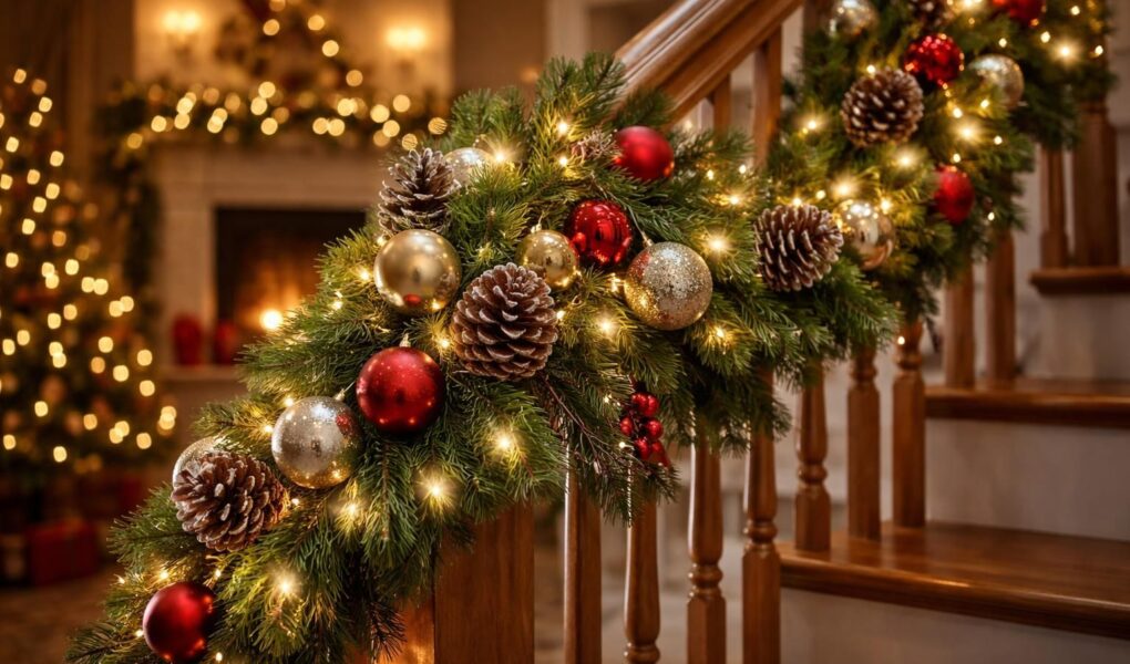 découvrez nos idées créatives pour décorer votre rampe d'escalier avec une guirlande sapin et créer une ambiance de noël magique et chaleureuse.