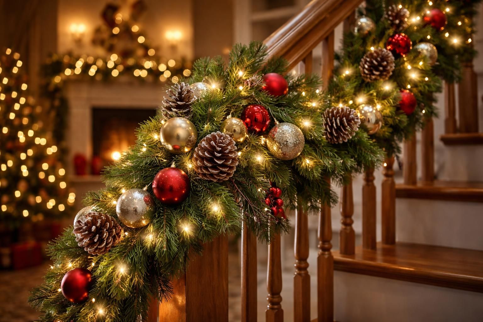 découvrez nos idées créatives pour décorer votre rampe d'escalier avec une guirlande sapin et créer une ambiance de noël magique et chaleureuse.