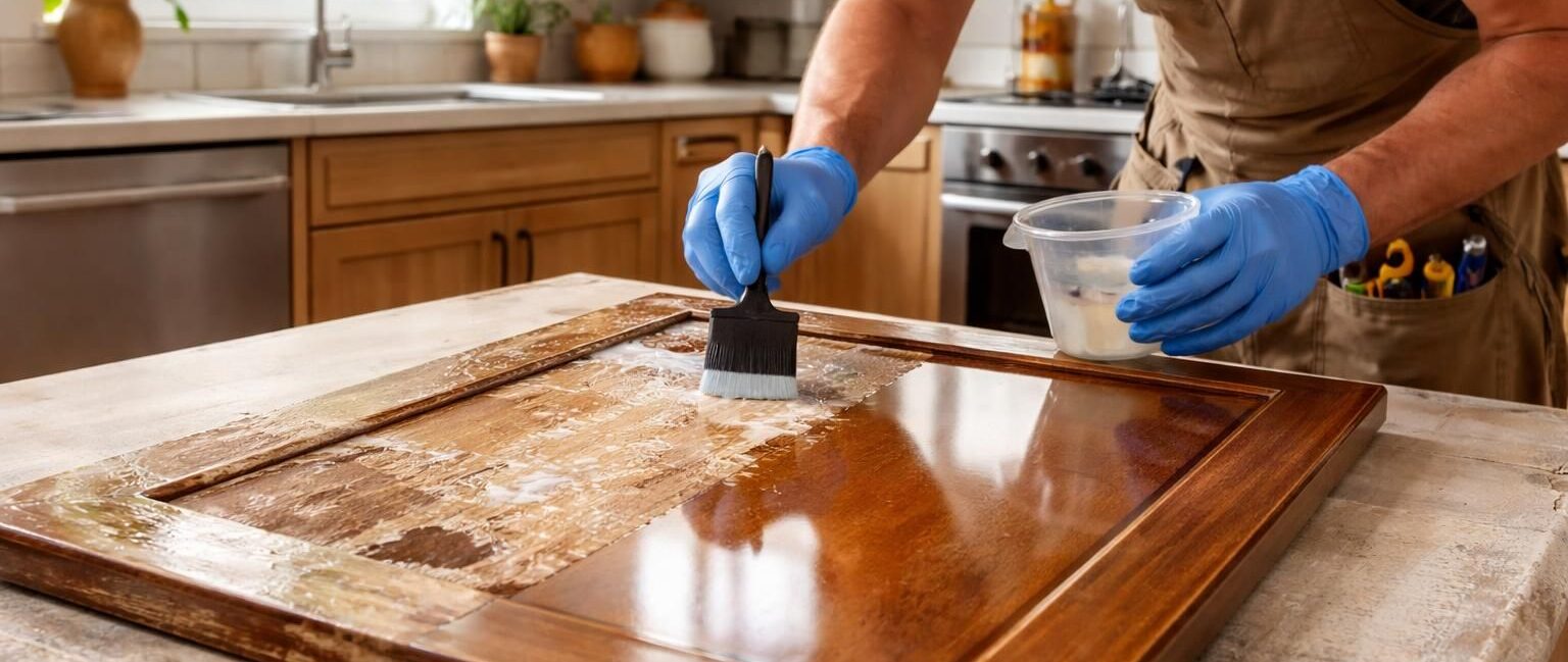 redonnez vie à vos meubles de cuisine avec notre résine de rénovation. renovation facile et économique pour des façades comme neuves, sans changer tout votre mobilier.