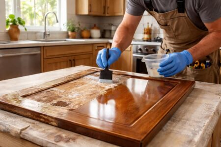 redonnez vie à vos meubles de cuisine avec notre résine de rénovation. renovation facile et économique pour des façades comme neuves, sans changer tout votre mobilier.