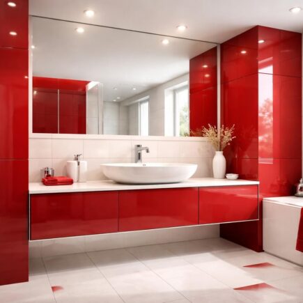 découvrez nos idées pour aménager une salle de bain rouge et blanche, alliant contraste dynamique et élégance chic pour un espace moderne et sophistiqué.