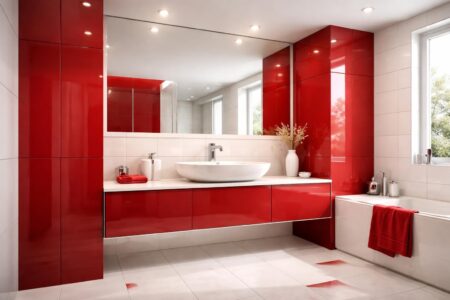 découvrez nos idées pour aménager une salle de bain rouge et blanche, alliant contraste dynamique et élégance chic pour un espace moderne et sophistiqué.