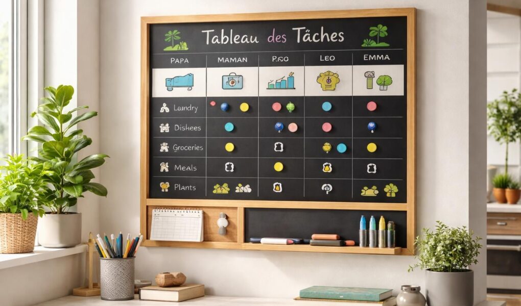 découvrez notre tableau de répartition des tâches ménagères, un outil pratique et déco pour organiser efficacement les corvées à la maison en toute simplicité.