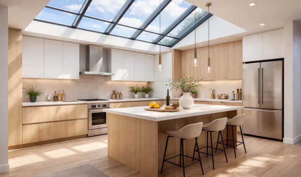 découvrez comment une verrière de toit en cuisine permet d'augmenter la luminosité grâce à un puits de jour, apportant lumière naturelle et design à votre espace culinaire.