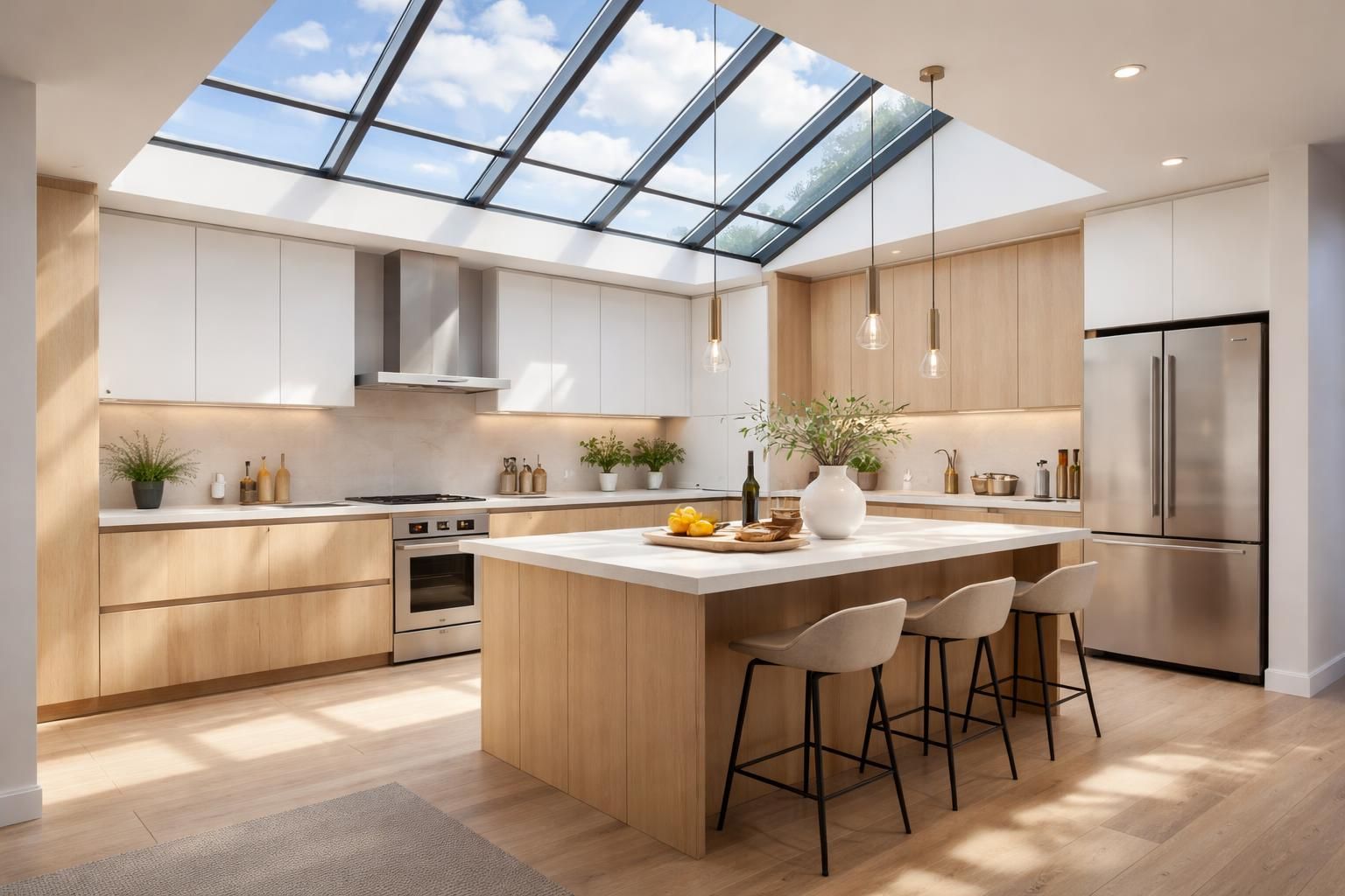 découvrez comment une verrière de toit en cuisine permet d'augmenter la luminosité grâce à un puits de jour, apportant lumière naturelle et design à votre espace culinaire.