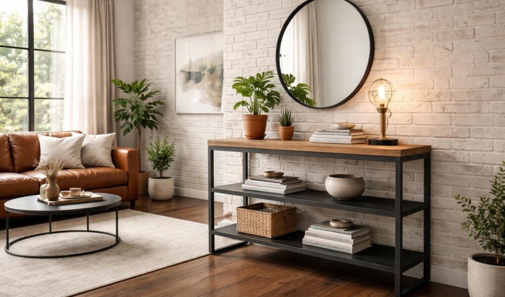 découvrez comment aménager votre salon avec une console au style industriel chic, alliant design tendance et fonctionnalité pour un intérieur moderne et accueillant.