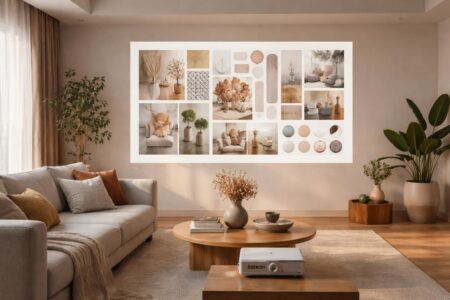 découvrez comment transformer votre décoration intérieure en projetant un moodboard au mur grâce au vidéoprojecteur epson, pour une ambiance créative et inspirante.