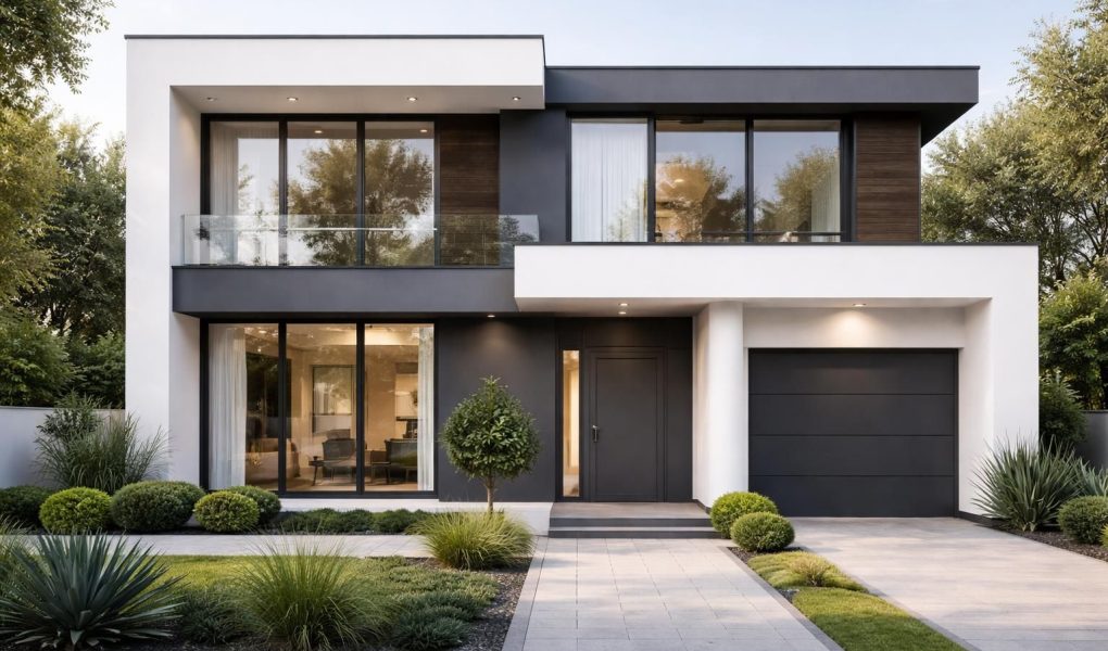 découvrez comment associer élégance et modernité avec une façade de maison aux tons blanc et gris anthracite, pour un rendu chic et contemporain.