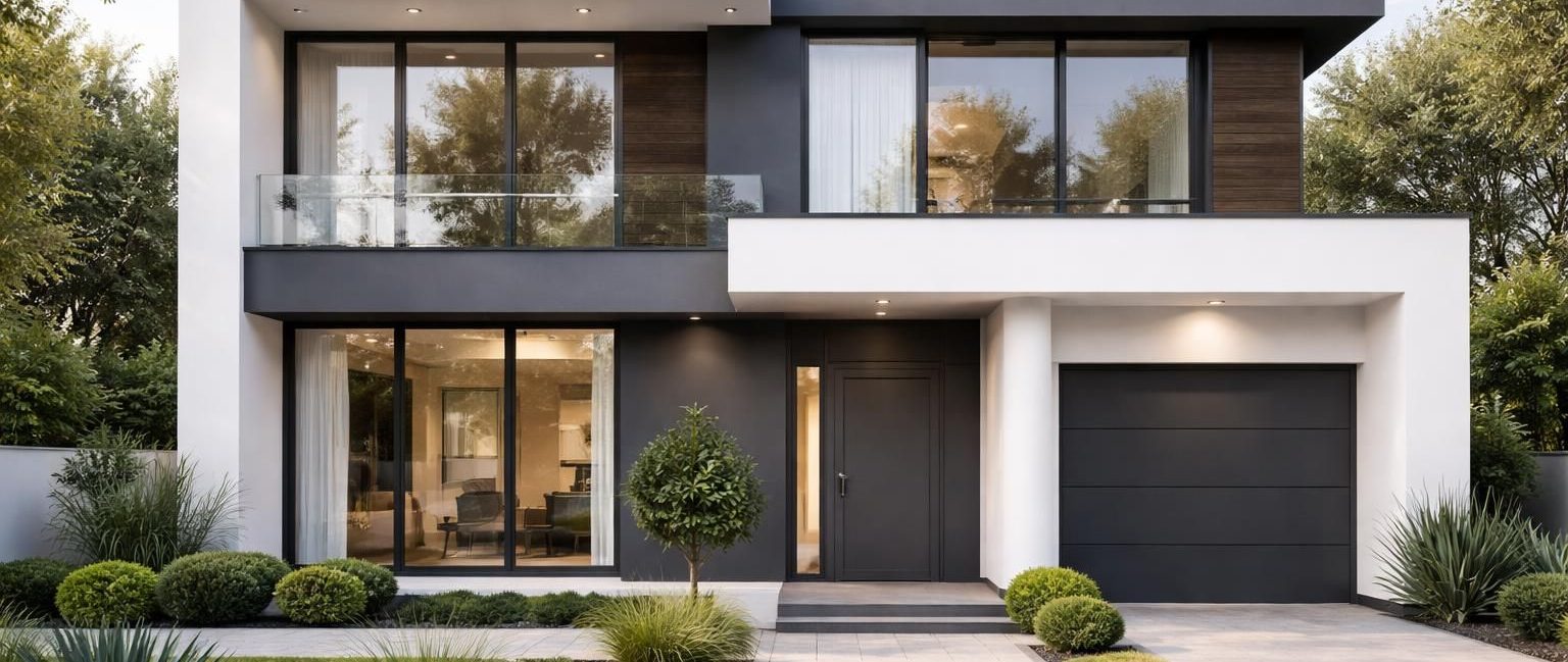 découvrez comment associer élégance et modernité avec une façade de maison aux tons blanc et gris anthracite, pour un rendu chic et contemporain.