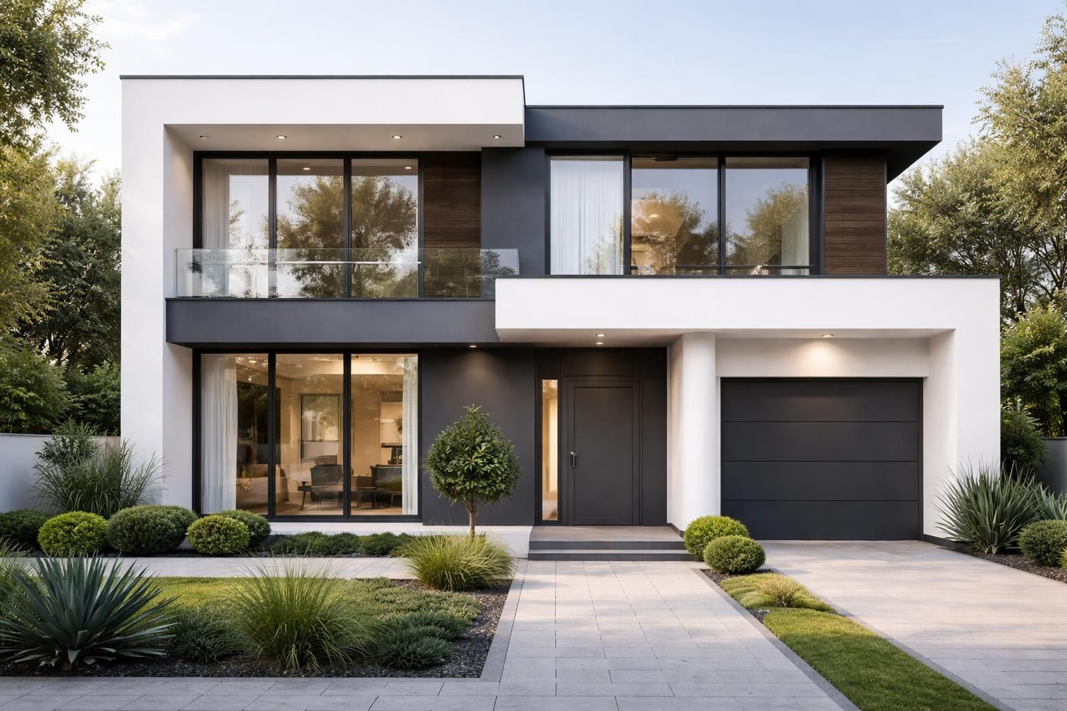 découvrez comment associer élégance et modernité avec une façade de maison aux tons blanc et gris anthracite, pour un rendu chic et contemporain.
