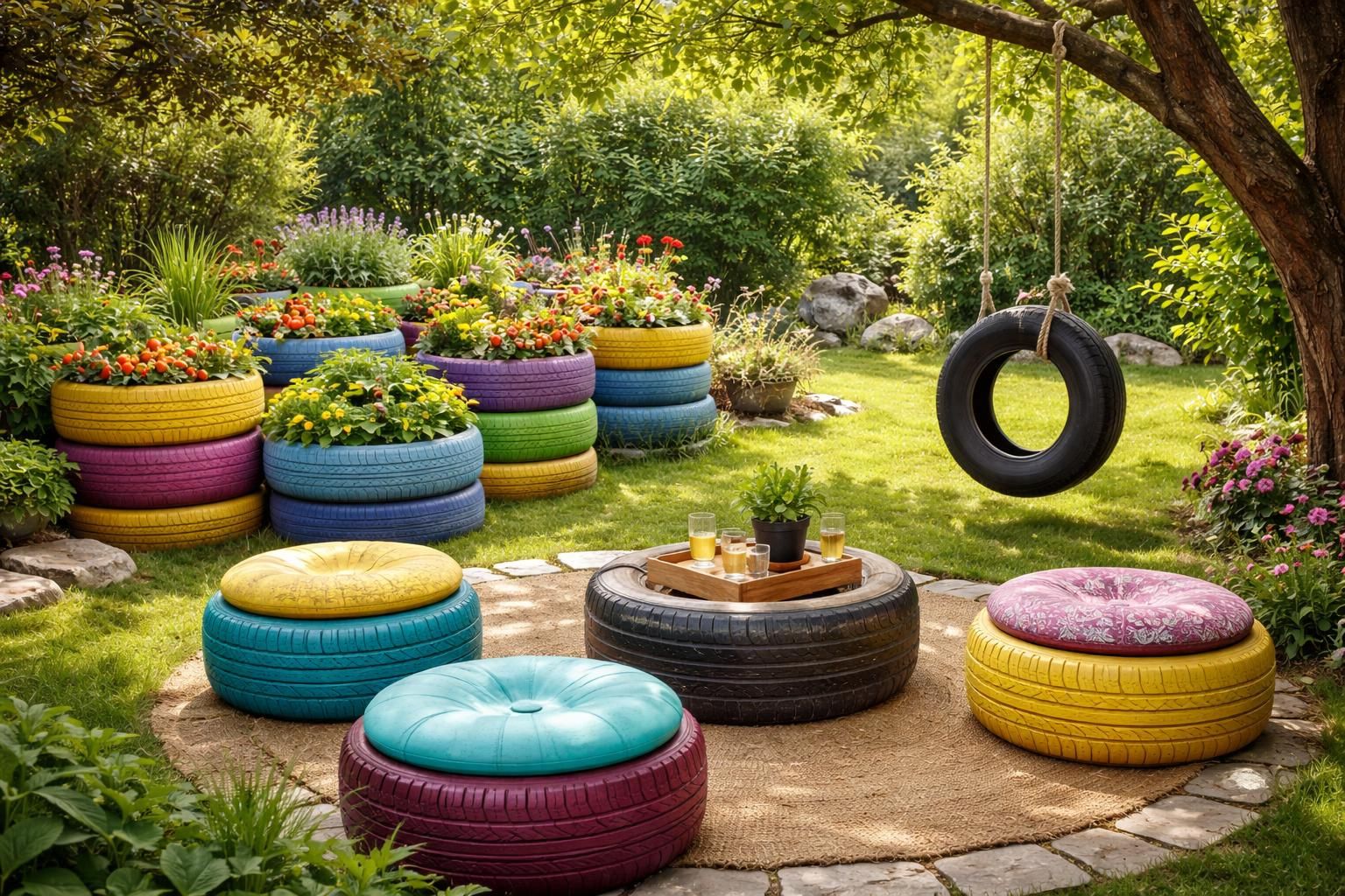 découvrez des idées créatives et écologiques pour recycler vos vieux pneus en objets déco pour embellir votre jardin facilement et à petit prix.