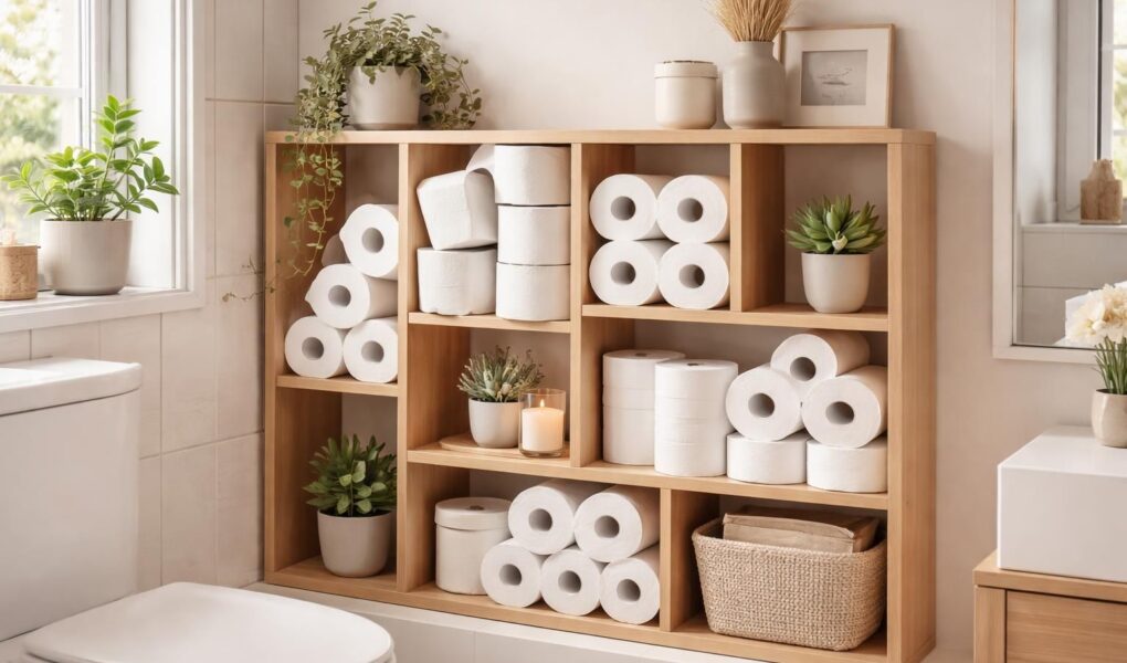 découvrez comment transformer le rangement pour papier toilette en un élément déco original et pratique pour sublimer votre salle de bain.