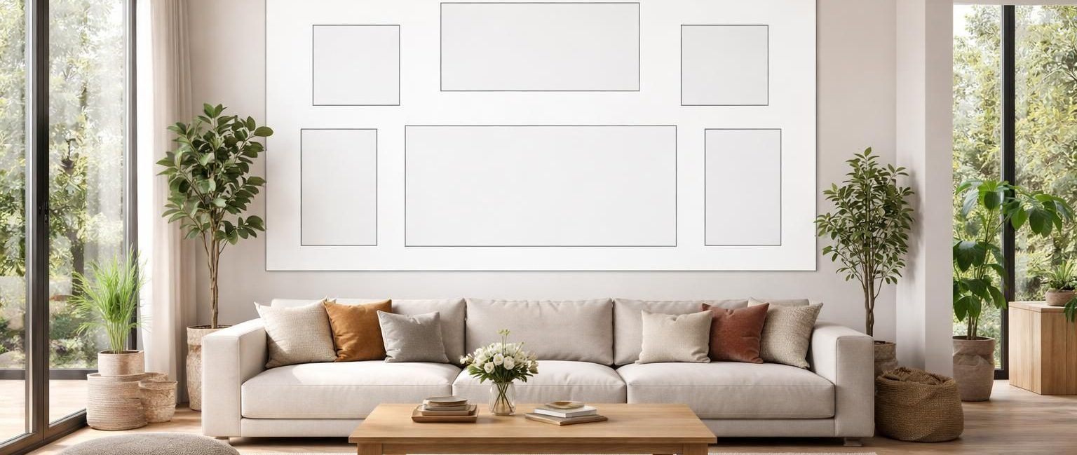 découvrez comment simuler facilement l’emplacement de vos cadres dans le salon à l’aide d’un écran de projection, pour un agencement parfait et harmonieux.